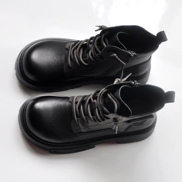 足以傾城馬丁靴女2024年新款大頭皮鞋圓頭厚底短靴真皮女靴子加絨