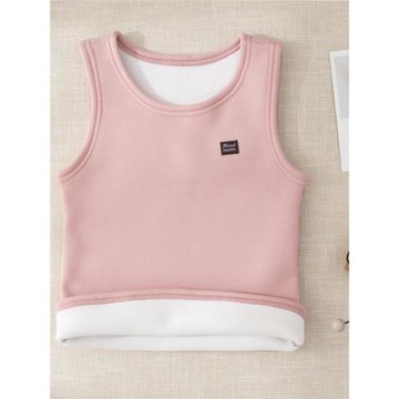 兒童一體絨背心內穿春秋款貼身加絨加厚白色打底保暖女童馬甲男童