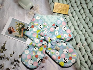 日本布蒂芬妮綠熊貓棒棒糖蝴蝶結圍脖-不分年齡圍脖-短圍巾-脖圍-