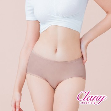 【Clany可蘭霓】台灣製絲蛋白美膚內褲 ｜莫代爾親膚透氣低敏・中腰女內褲 M–XL 可可咖 2152-15