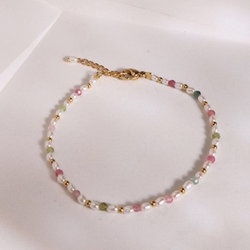 迷人主張。碧璽珍珠手鍊