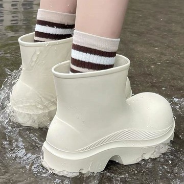 【台灣出貨】2025雨鞋女新款厚底短靴可外穿大頭靴防滑防水時尚保暖耐磨雨鞋子釣魚雨靴  安全雨鞋 防砸防刺