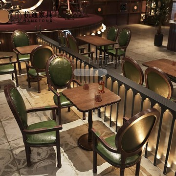 免運/公司貨 餐桌椅 桌椅組合 復古酒館清吧桌椅組合音樂餐吧桌子椅子主題西餐廳實木餐桌椅商用 可開發票 全館五折 工廠現貨直銷 新品特價 z10303