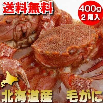 送料無料 北海道産　毛蟹　400ｇ ２尾入り　ボイル冷凍