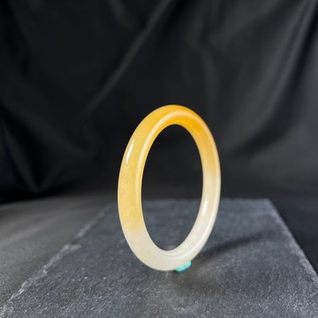 弦月| 天然黃翡圓條手鐲 #17 | 蜜糖黃