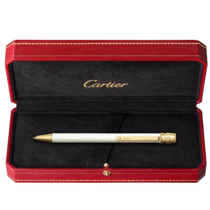 CARTIER OP000113 SANTOS DE CARTIER BALLPOINT PEN WHITE LACQUER