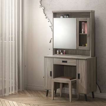 【多木家居】科卡KOKA-34/145公分化妝台/黑色腳座/含椅凳