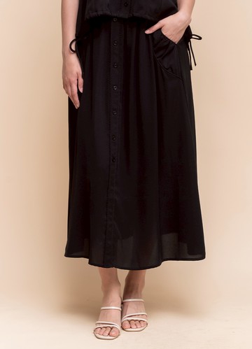 *獨感風格褶飾雪紡長裙