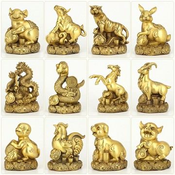歐圣英新款蓮花十二生肖擺件鼠牛虎兔龍蛇馬羊猴雞狗豬吉祥物擺設