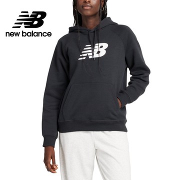 【New Balance】刷毛連帽長袖上衣_女性_黑色_WT43524BK