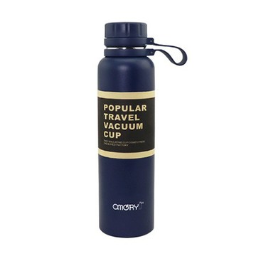 OMORY 304不鏽鋼噴塑保溫保冷瓶 大容量 噴塑霧面材質不留指紋 304不鏽鋼內膽 附304不鏽鋼茶隔 矽膠可提掛繩  海洋藍  1.1L  1個