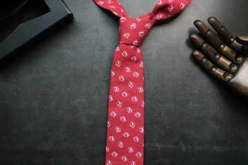 红色小方块窄版领带bolotie英伦风