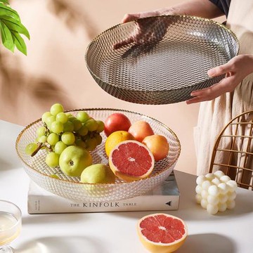 玻璃水果盤家用客廳茶幾托盤簡約現代輕奢風網紅西瓜高級感零食盤