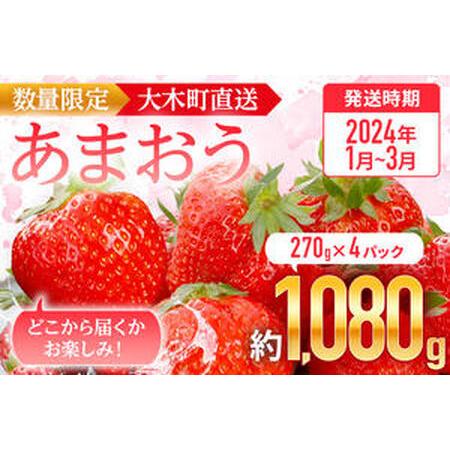 ふるさと納税 先行予約 福岡育ち あまおう いちご 約270g×4パック 合計1080g  CB223 福岡県大木町