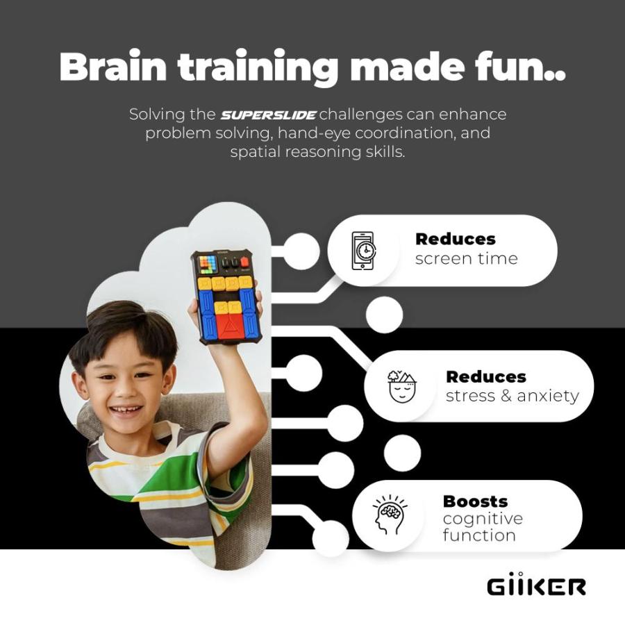 GiiKER Super Slide Brain Games, 500+ Levelled up Challenges Brain Teaser  Puzzles, Interactive Fidget Toys Handheld Games Console, Electronic  Learning & Education Travel STEM Toys for All Ages 