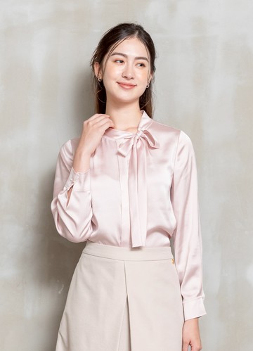 PY by perng yuh Exclusive-時光形影亮澤綁帶襯衫