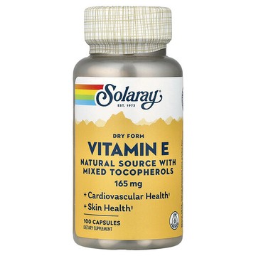 Solaray, 乾燥形式的維生素 E，165 毫克，100 粒膠囊
