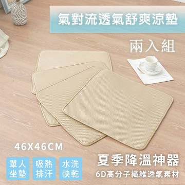 【沐眠家居】簡約版 6D氣對流透氣涼墊-2入組 (單人座 46x46cm 米色 ) 可水洗/ 坐墊/ 沙發墊/ 和室墊/ 椅墊/ 辦公座墊