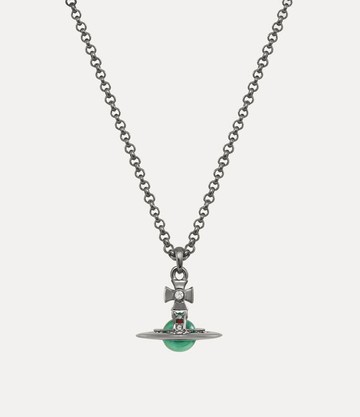 Vivienne Westwood New Petite Orb Pendant Necklace Gunmetal Cubic Zirconia / Enamel Women