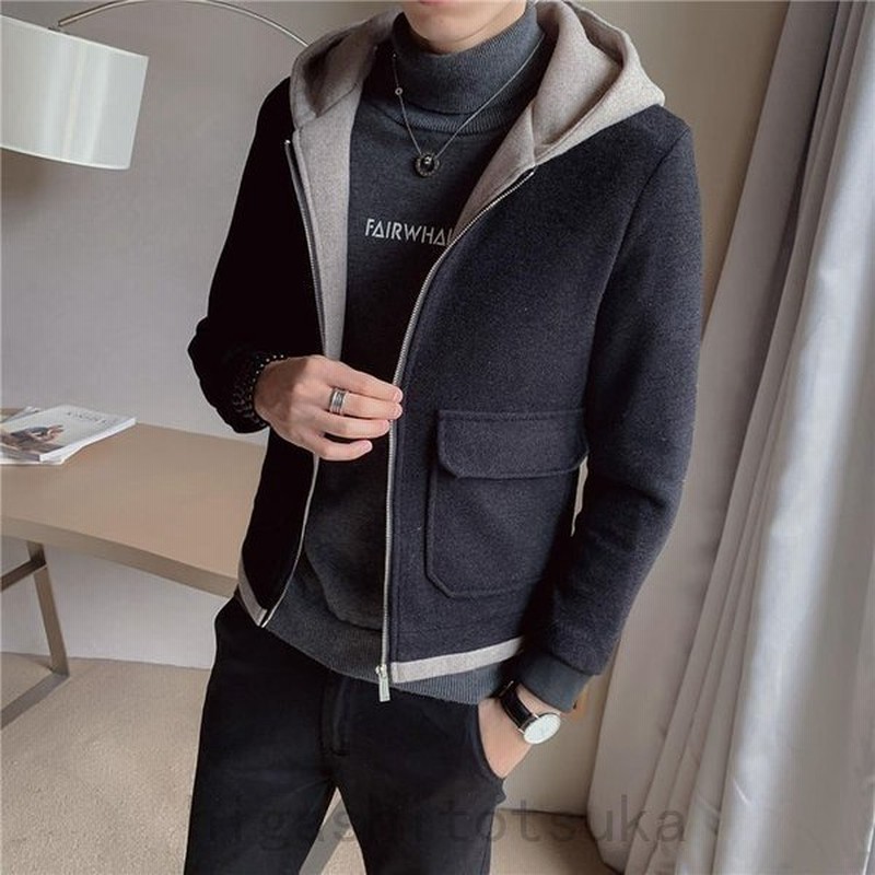 メンズ ジップパーカー メルトン コート ジャケット アウター ジップジャケット フード付き ポケット付き ショート丈 メンズコート マリンコート 通販 Lineポイント最大0 5 Get Lineショッピング