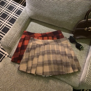 實拍實價 秋風復古高腰百褶半身裙