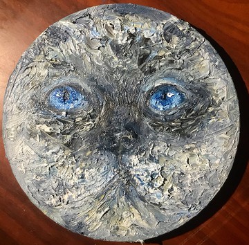 喜馬拉雅貓原創油畫圓形畫布，送給貓愛好者的手工禮物