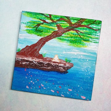 【畫作杯墊-思悅】硅藻土壓克力畫作杯墊 送禮自用 能量調頻