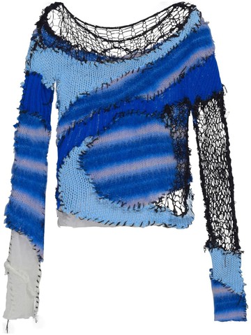 Marni - patchwork-design knitted sweater - women - Mohair/Polyamide - 38 - Blue