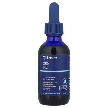 Trace, 離子型 B12，天然葡萄味，1,000 微克，2 液量盎司（59 毫升）
