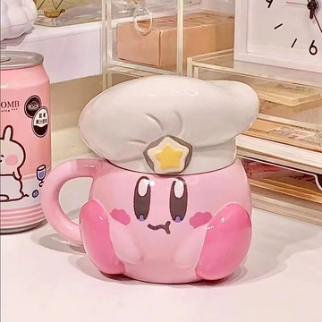 免運✨明星柯比陶瓷杯廚師海軍帽子日係可愛卡通咖啡杯少女心禮物