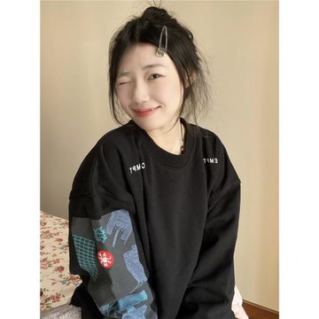 LIFE CAVEMPT 日潮潮牌圓領內襯打底衫薄衛衣水洗ce長袖T恤男寬松