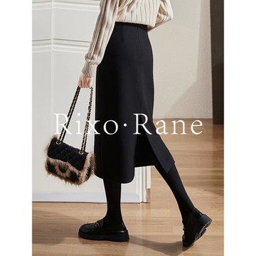 法國Rixo Rane 美到醉心⭐毛呢半身裙女秋冬加厚開叉高腰包臀裙子