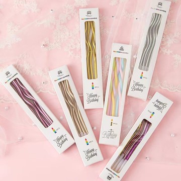 曲線6入蠟燭 漸變色 生日蠟燭 生日佈置 抓周 蠟燭 周歲佈置 生日禮物 蛋糕裝飾 蠟燭