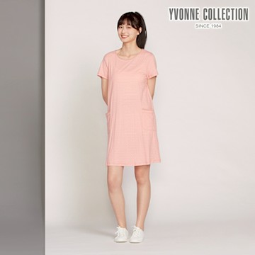 YVONNE 以旺傢飾 點點提花短袖洋裝-薔薇粉