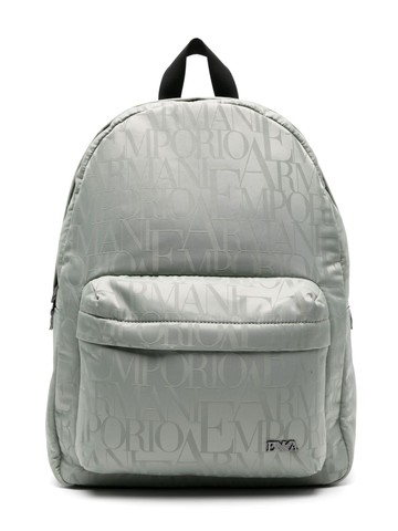 Emporio Armani Kids - logo-jacquard laptop backpack - kids - Polyester/Cotton/Polyamide - One Size - Green
