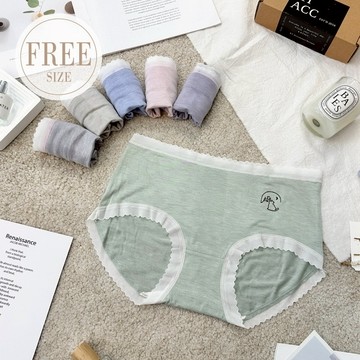 【伊黛爾】蠶絲可愛貓咪女生內褲 蕾絲內褲 三角內褲 透氣 輕薄 親膚 蠶絲蛋白(FREE)#227