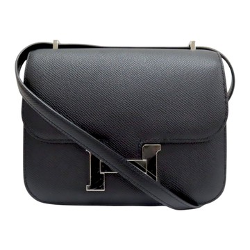 HERMES 愛馬仕 黑色 Epsom 牛皮 Constance Mini 康康包 肩背包 Y刻 銀扣 【二手名牌BRAND OFF】