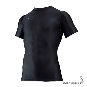 Mizuno 美津濃 短袖上衣 男裝 緊身 吸汗 快乾 透氣 黑【運動世界】32MA115209