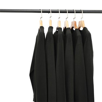 重磅純黑色250g厚實全棉長袖T恤