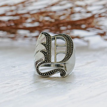 字母戒指英文銀色肉刻字戒指
