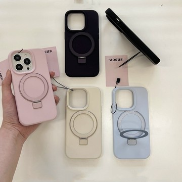 簡約素色 支點支架手機殼 液態矽膠 適用iPhone 17 13 14 15 16 Pro Max 防摔 保護殼