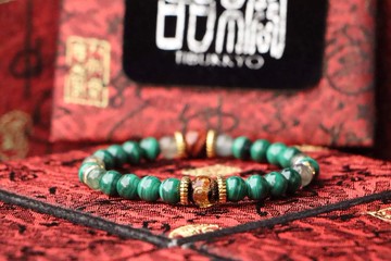 原礦天然孔雀石手珠 6mm 水草瑪瑙隔珠 客製化串珠設計 琉璃 手鍊