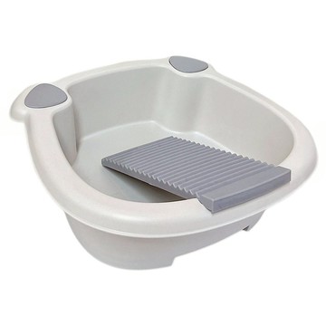 家用多功能小熊造型臉盆 附洗衣板 PP材質  灰色  1組