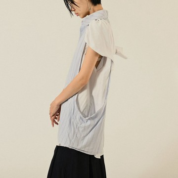 【NaSuBi Vintage】Upcycling挖空設計無袖古著襯衫