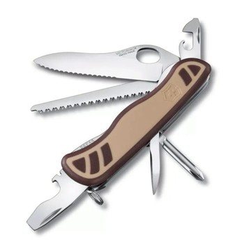 【Victorinox 瑞士維氏】瑞士刀 TRAILMASTER GRIP 10用 111mm-咖啡(0.8461.MWC941)【墊腳石】