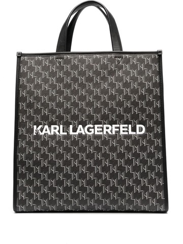 Karl Lagerfeld - logo-print monogram tote bag - men - Polyester/Polyurethane - One Size - Black