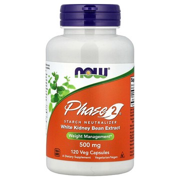 NOW Foods, Phase 2®，澱粉中和劑，500 毫克，120 粒素食膠囊