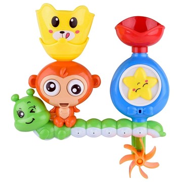 毛毛蟲轉轉戲水洗澡玩具 8808  橘色 + 綠色 + 黃色  1盒