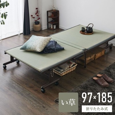 折りたたみ畳ベッド い草の香る シングルベッド 天然い草使用 折り畳みタタミベッド シングル ヘッドレスタイプ ハイタイプ 畳ベッド 折りたたみベッド 代引不可