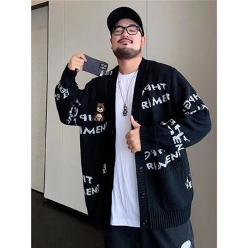 春秋季胖子加肥加大毛衣外套男潮牌寬松大碼韓版百搭潮開衫針織衫